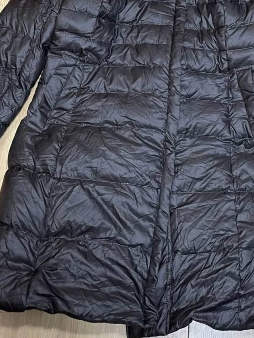 Black Long Puffer Coat with Faux Fur Hood - Picture 4 of 4